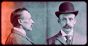 An eerie depiction of two men representing the dark aspects of human nature.