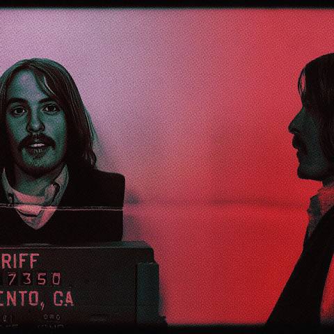 Two-panel sheriff mugshot of a long-haired man shown front-facing and in profile.