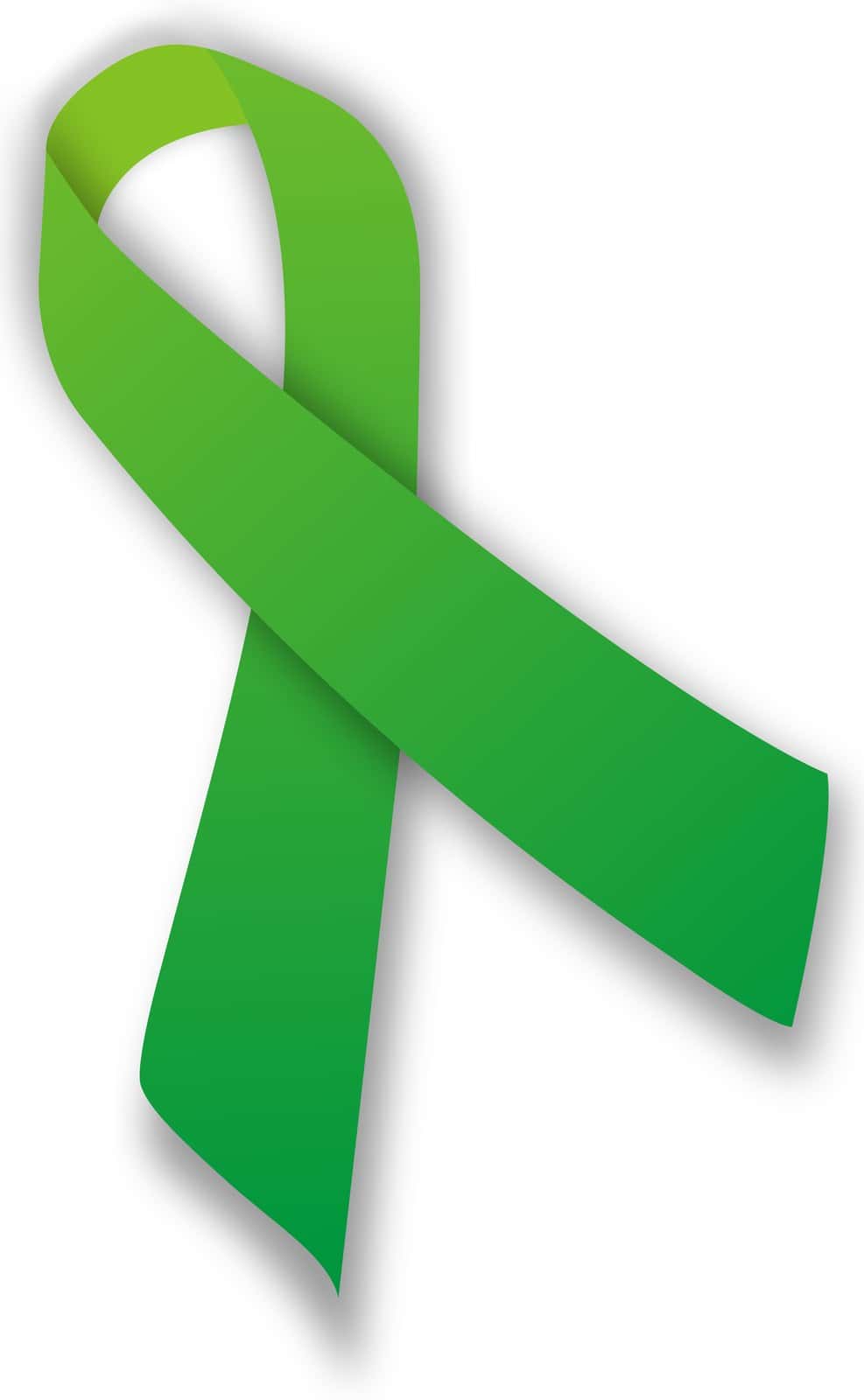 Illustration of a looped green awareness ribbon.