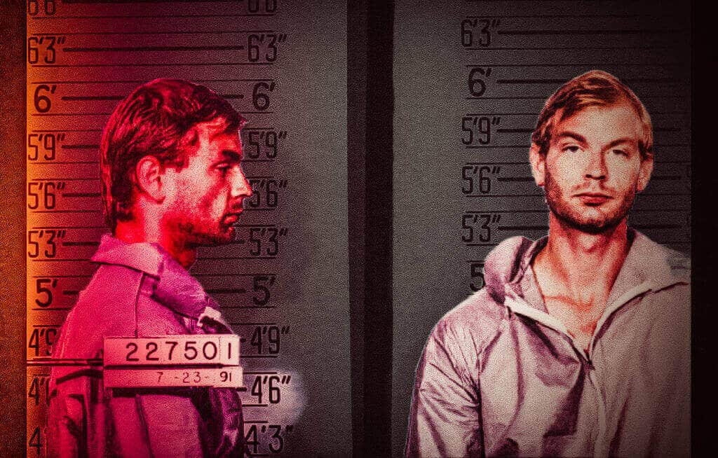 Mugshot of two young men with height measurements in the background.