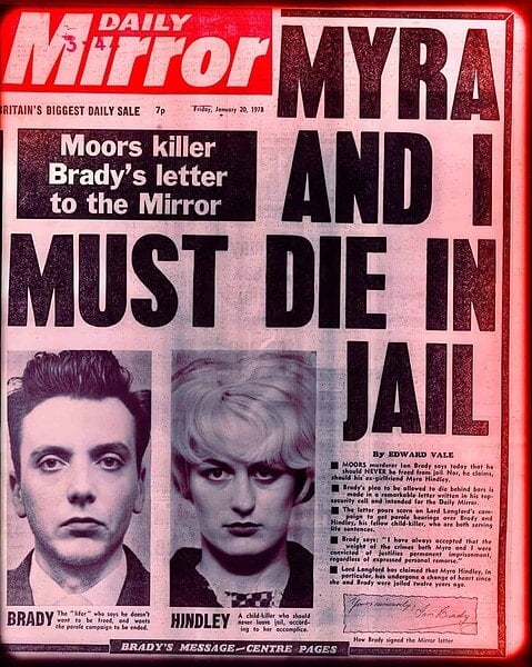 Disturbing crime newspaper cover highlighting murder and violence in the dark side of humanity.