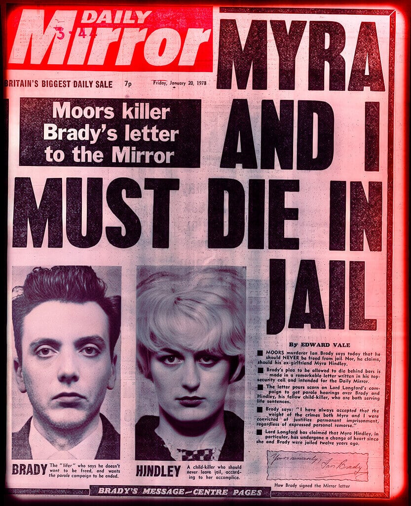 Disturbing crime newspaper cover highlighting murder and violence in the dark side of humanity.