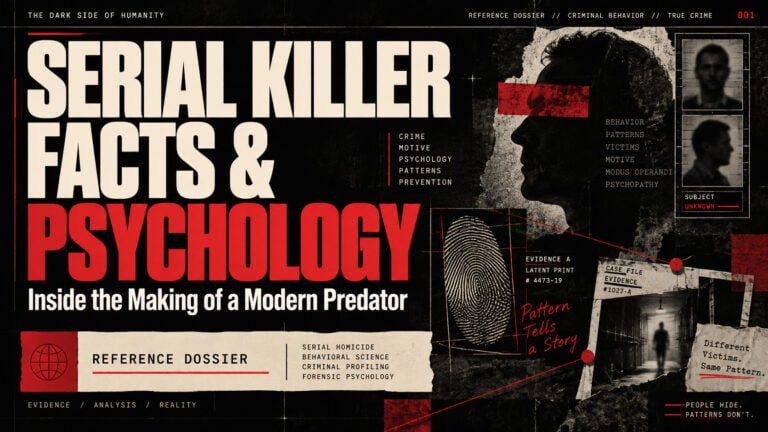 what is a Serial killer psychology and facts evidence dossier with forensic case-linkage imagery