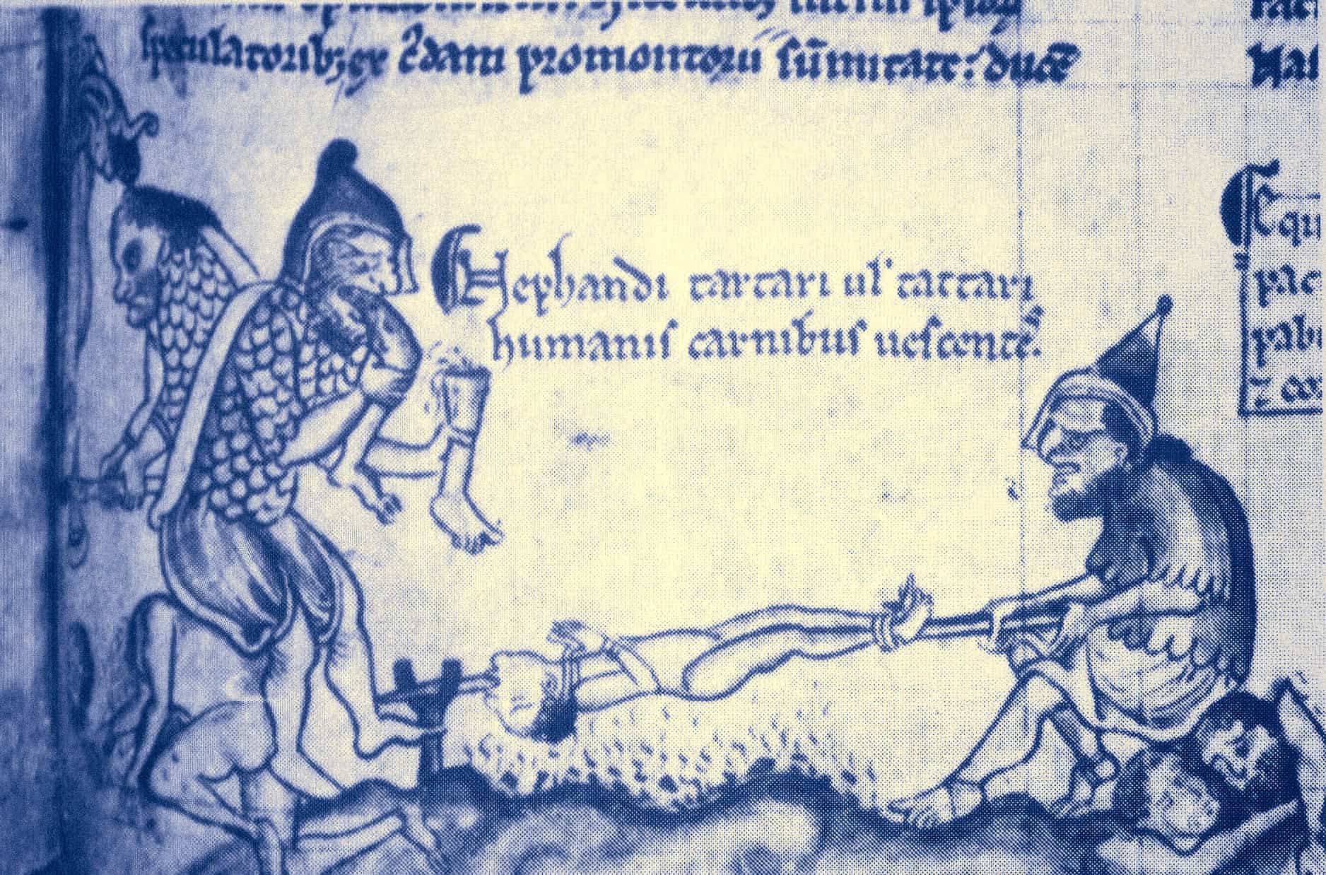 Tartar cannibalism illumination Matthew Paris Chronica Majora