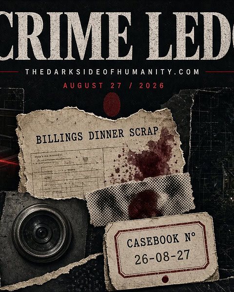 Dark themed image with crime evidence and newspaper clippings for SEO.