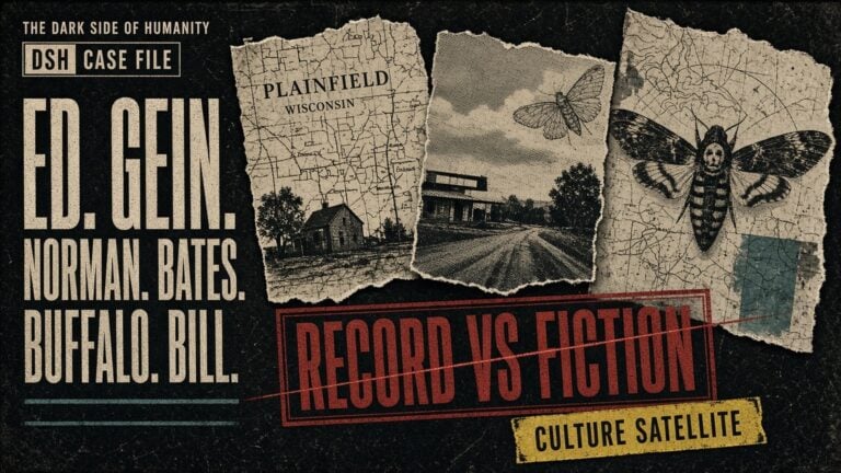 Ed Gein, Norman Bates and Buffalo Bill record versus fiction culture satellite cover