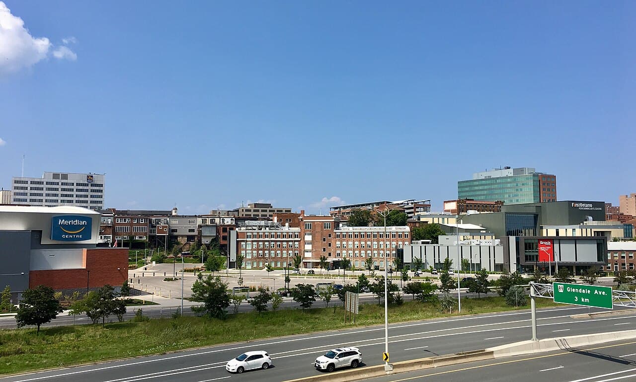 Downtown St. Catharines skyline used as geographic context for the Bernardo Homolka case