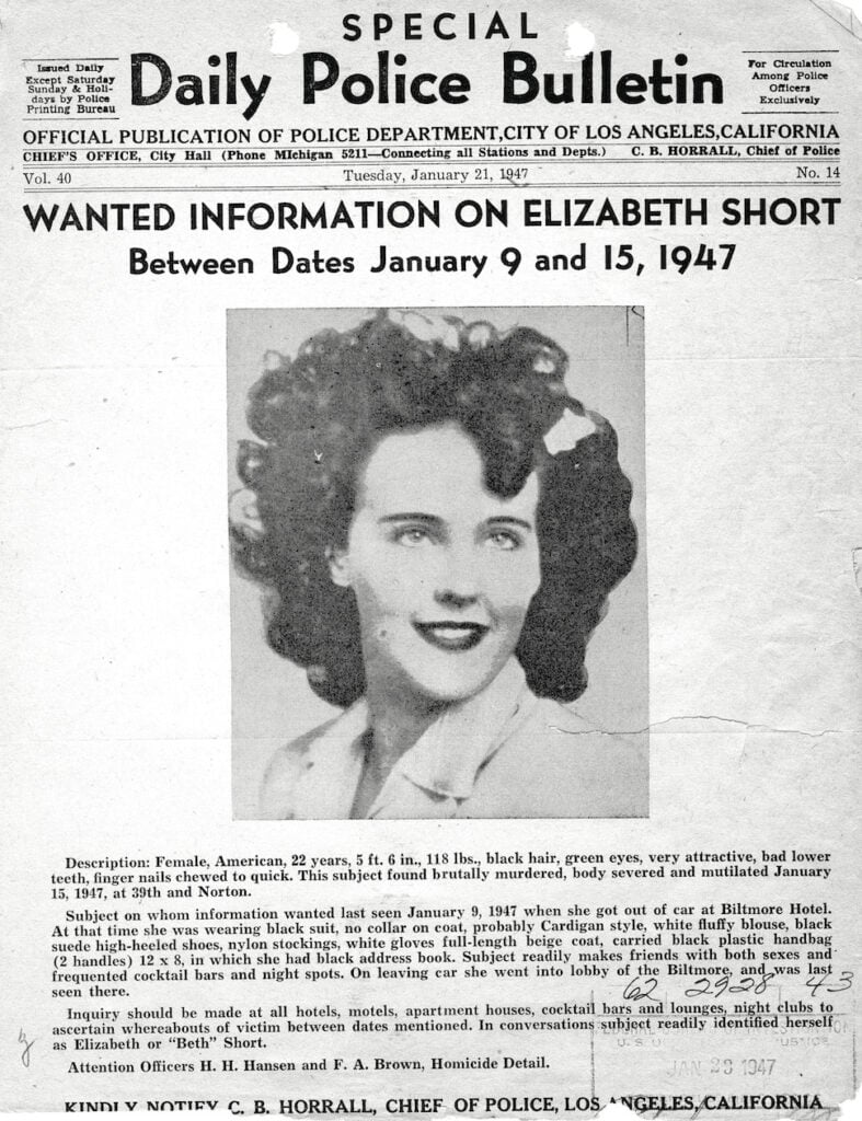 The LAPD bulletin circulated in January 1947