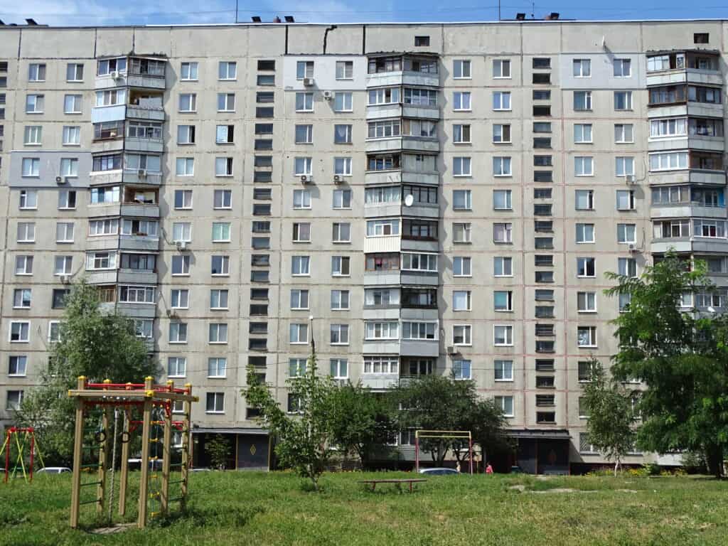 Saltivka residential district, Kharkiv. Representative only; not the defendants' apartment.