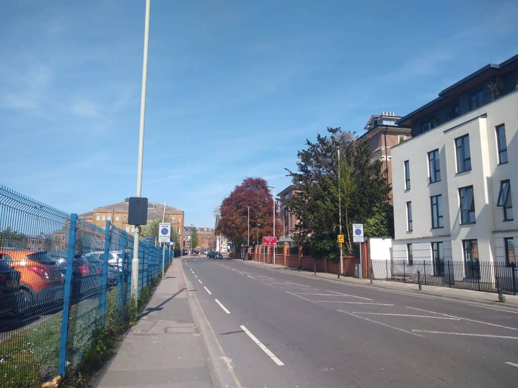 Southgate Street, Gloucester, 2019. Mary Bastholm worked at the Pop-In Cafe on the street; the cellar was excavated in 2