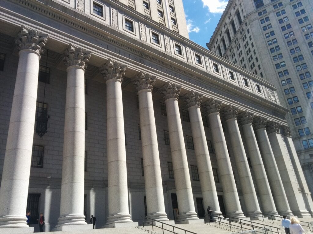 The Thurgood Marshall United States Courthouse, 40 Foley Square, Manhattan, 2018, home of the Second Circuit, which affi