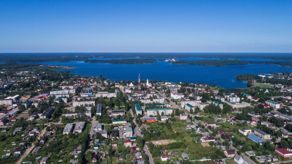 Valdai, Novgorod Oblast, from the air, July 2018