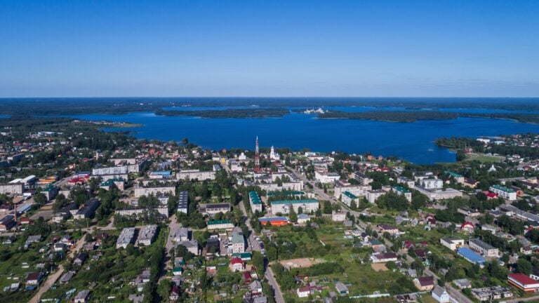 Valdai, Novgorod Oblast, from the air, July 2018