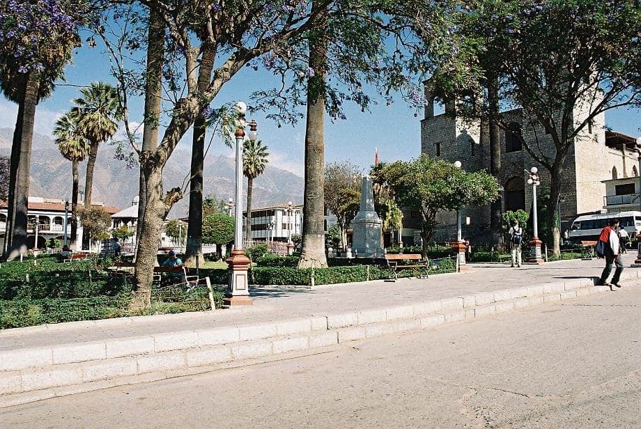 The central plaza of Caraz