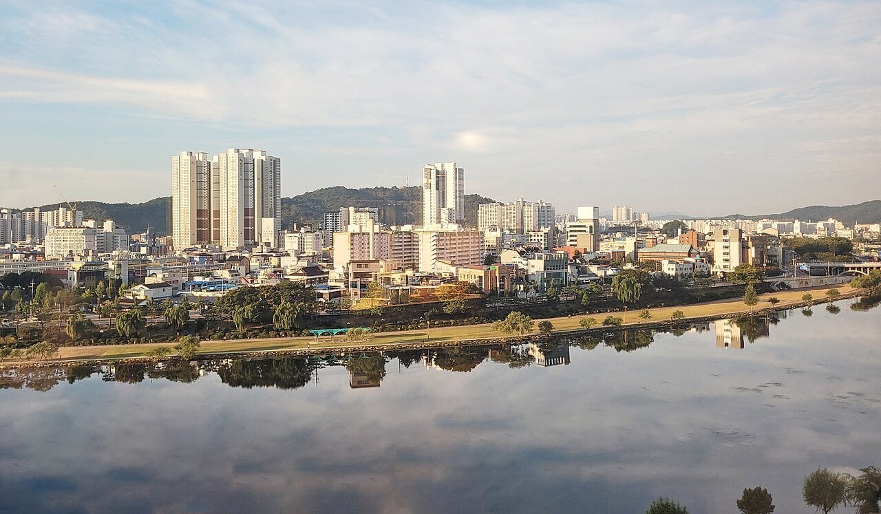 A view over the city of Jinju, South Korea
