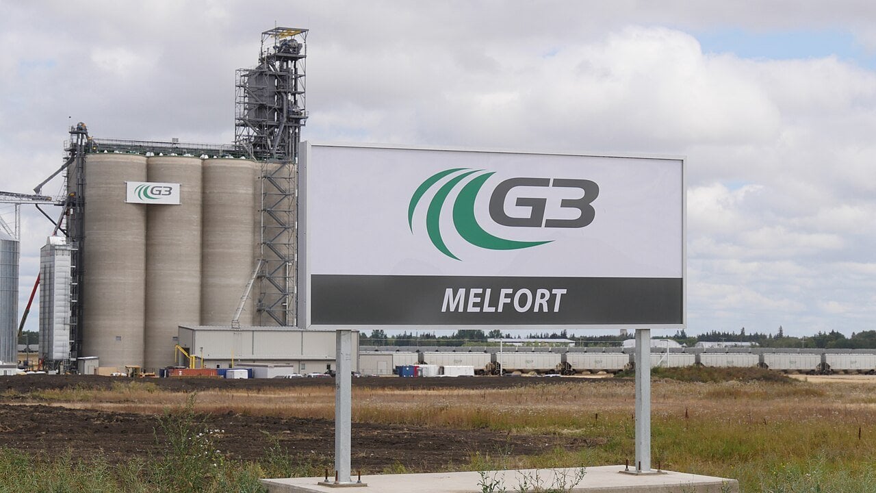 A grain elevator in Melfort, Saskatchewan