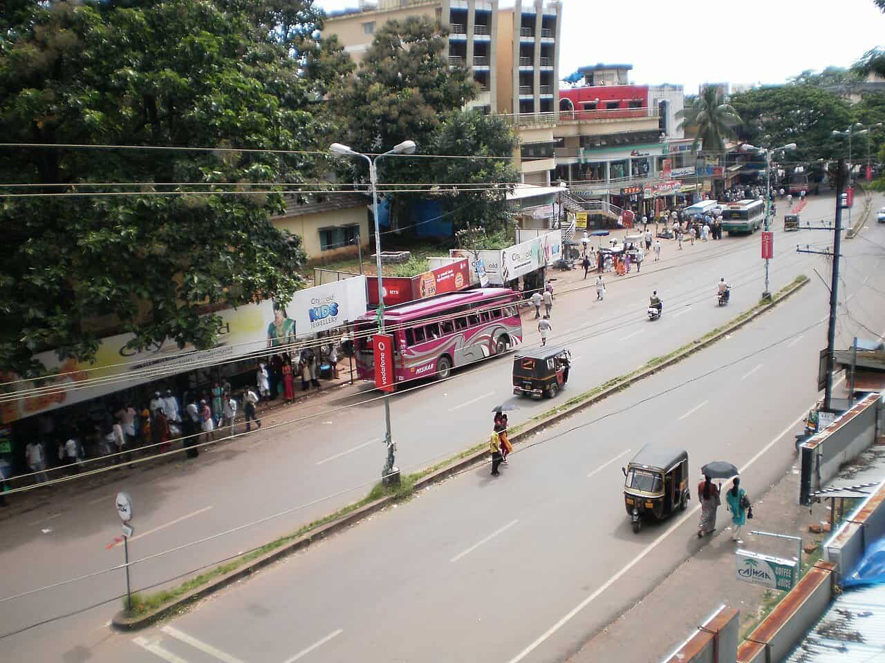 Street view of Kasaragod town, Kerala