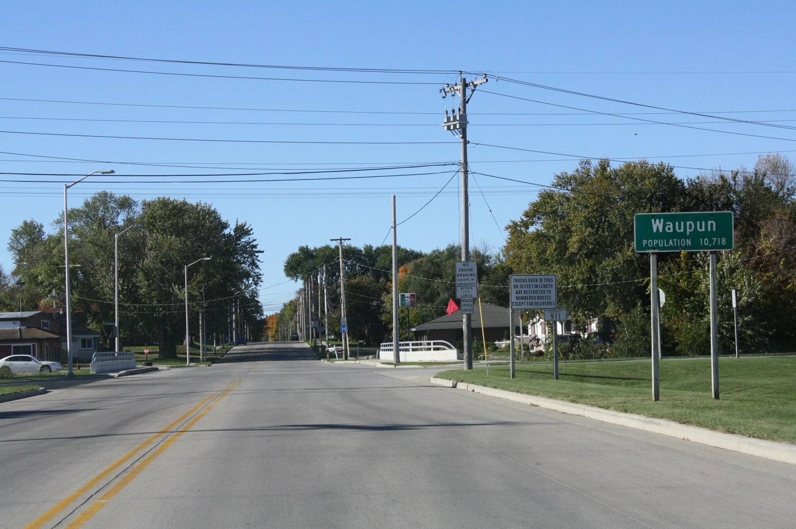 Welcome sign for Waupun, Wisconsin, on Highway 26