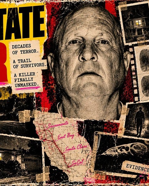 The Golden State Killer, Joseph James DeAngelo, case artwork.
