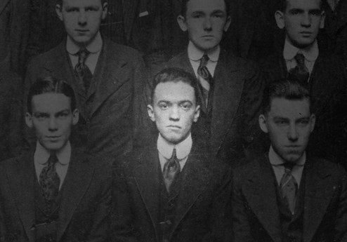 Young J. Edgar Hoover in a formal portrait from the 1916 George Washington University law school yearbook