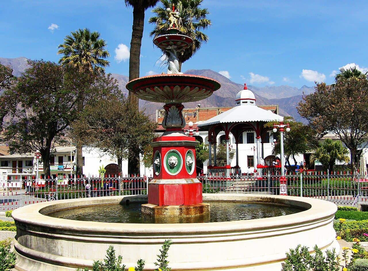Plaza de Armas in Caraz, Peru
