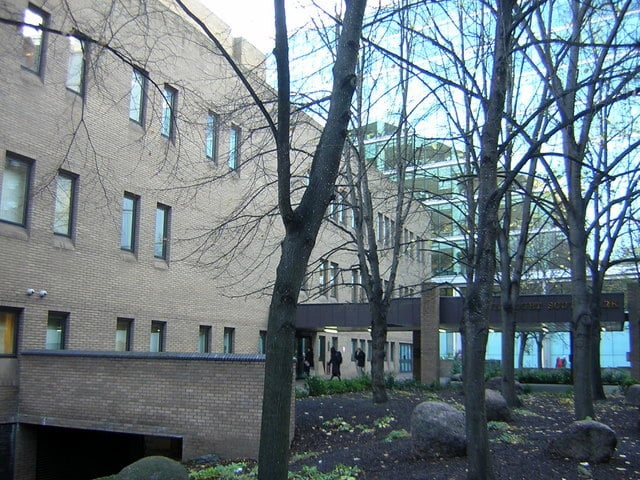 Entrance of Southwark Crown Court behind trees