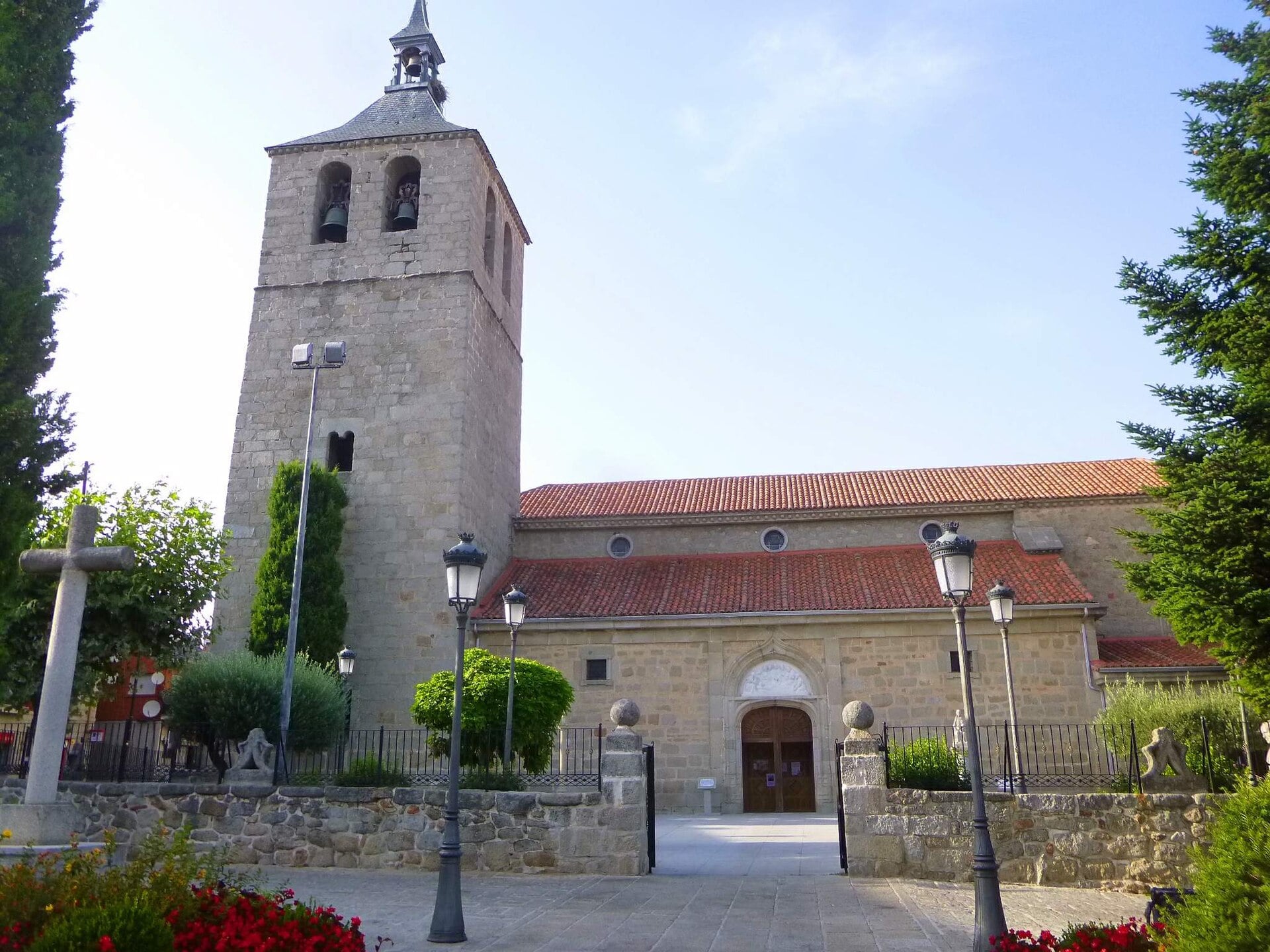 Stone parish church in Galapagar, Spain